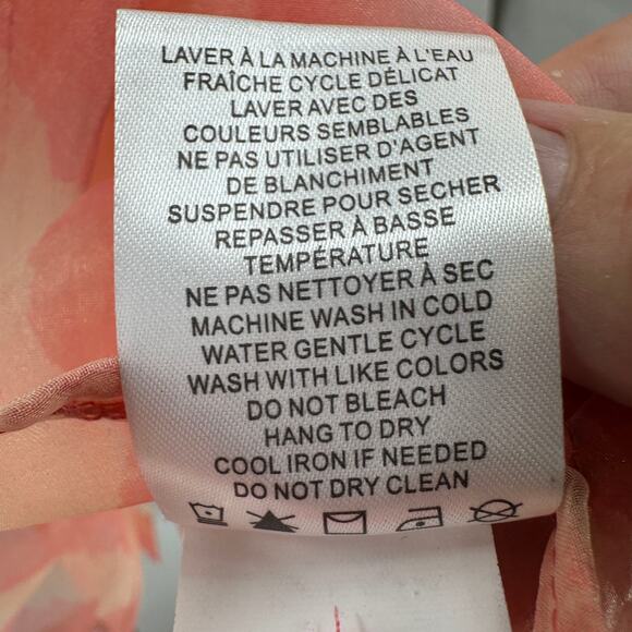 Rachel Zoe Semi-Sheer Button Up Shirt Sz M Pink Orange Animal Print Long Sleeves - Picture 8 of 9